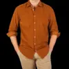 Shirts | Massimo Alba Brick Orange Cotton Corduroy Casual Shirt