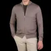 Knitwear | Gran Sasso Light Brown Vintage Merino Wool Zip Cardigan